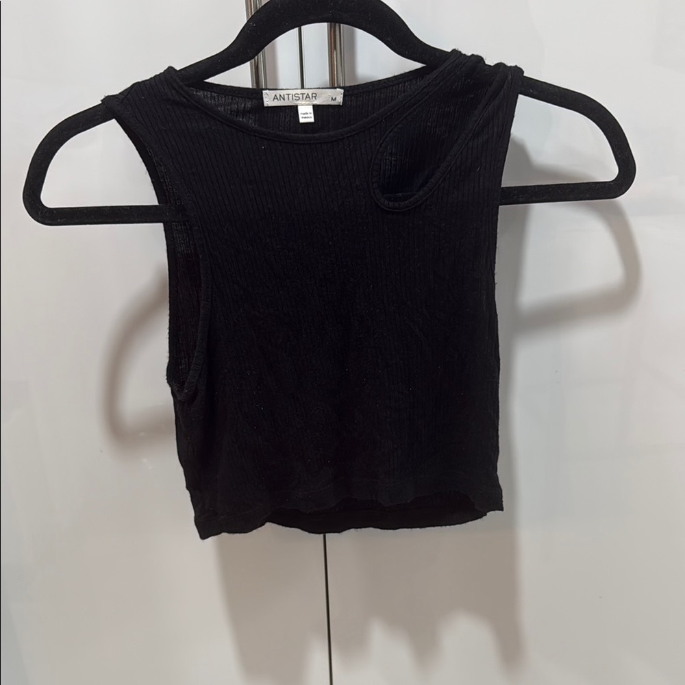 Black Crop Cut Out Tank Top